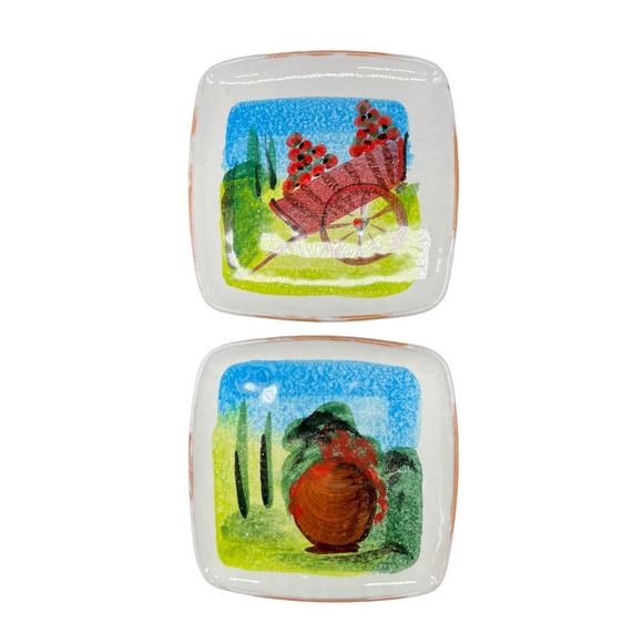 Sur La Table Rustic Italian Countryside Dessert Plates Set of 2 - Picture 1 of 2